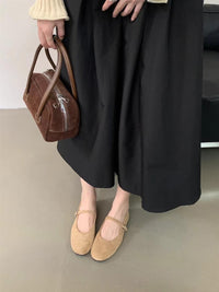 Women's Shallow Mouth Pumps Retro Round Head Soft Flat Bottom Suede