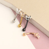 Stainless Steel Rod Micro Inlaid Zircon Butterfly Ear Bone Stud