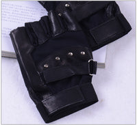 Men's leather warm half finger gloves