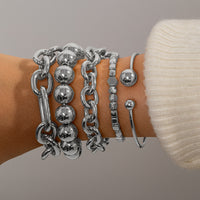 Multi-layer Aluminum And Iron Metal Bracelet Set