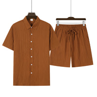 Shirt Casual Loose Short Sleeves Trousers Beach Suit