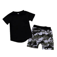 Black Camouflage Letters Pullover Boys' Suit