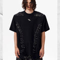 Pin Short Sleeve Stitching Boys Padded Shoulder T-shirt
