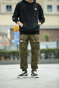 Concealed wrinkled drawstring pants