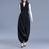 Wool Overalls Large Size Loose Tweed Jumpsuit