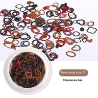 Nail Art Wood Pulp Slice Flower Mixed Nail Sticker DIY Accessories