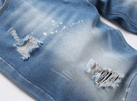 Thin Straight Ripped Mid-waist Shorts