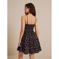 European And American-style Floral Slip Dress With Ruching