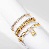Temperament Micro-inlaid 3-layer Lock Pendant Multi-layer Anklet