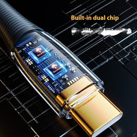 Lengthened 2 M Transparent Gold-plated 120W Super Fast Charge Data Cable