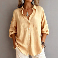 Fashionable Solid-color Long-sleeve Lapel Cardigan Shirt