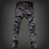 Men's leather pants tide locomotive popular foot pants