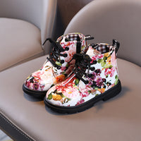 Girls Fashion Printed Floral Martin Boots