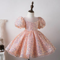 Sequined Children's Girl Princess Dress Birthday Full-year Baby Girl Catwalk Host Piano Performance Wear