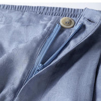 Blue Jacquard Casual French-Style Resort Wide-Leg Pants For Women
