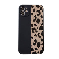 Splicing Leopard Print Straight Edge Personality Shockproof Soft Phone Case