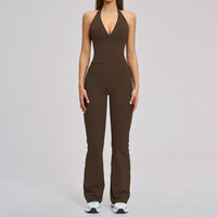 Sports Neck-Hanging Beautiful-Back Brushed Flared Yoga Set