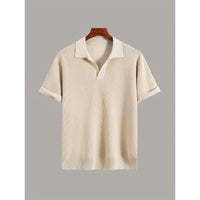 Men's Short-sleeve Knitted Sweater Breathable Waffle