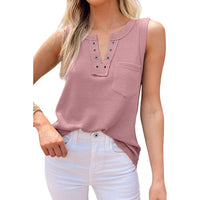 Solid-color V-neck Loose-fitting Womens Camisole