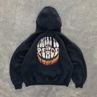 Female Printed All-matching Loose Hooded Sweater