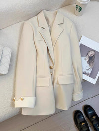 Casual Four-Season Blazer With Color-Block Design And Distinctive Cuffs