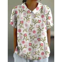 Women's Short Sleeve Printed Pullover