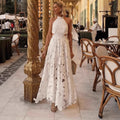 Lace Hollow-Out Crochet Halter Neck Backless Dress