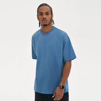 Solid Color Loose Cotton Crew Neck Short Sleeve Men