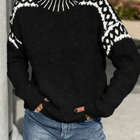Women's Turtleneck Contrast Color Loose Pullover