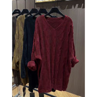 Women's Long Sleeved Knitted Vneck Sweater