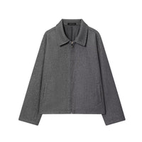 Collar casual versatile jacket with zipper and woolen coat