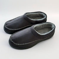 Mens Home Slippers With Non-Slip Warm Fleece-Lined Suede Upper