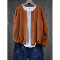 Pure Color Warm Keeping Knitted Cardigan For Women