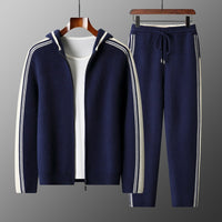 Men's Cardigan Hooded Color Matching Suit