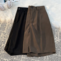 Korean Style Solid Color Simple Cropped Trousers