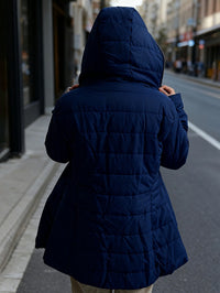 Ladies' Hooded Long-sleeved Warm Cotton-padded Jacket With Fleece