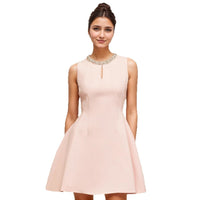 French Style European Chic Pale Sleeveless Beaded Dress