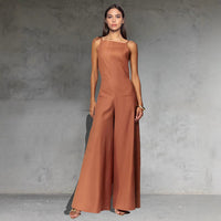 Spring And Summer New Suspender Sleeveless Jumpsuit One-piece Wide Leg Women