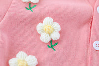 Doll Collar Top Cardigan Three Piece Set For Children