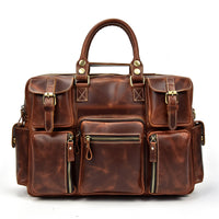 Retro Men's Large Capacity Hand-carrying Genuine Leather Shoulder Messenger Bag