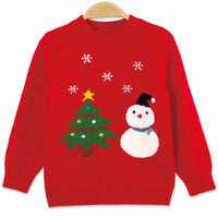 Children's Autumn And Winter Christmas Sweater Round Neck Bottoming Shirt Red Thickened