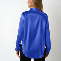 Sleek V-neck Cardigan Shirt In Satin