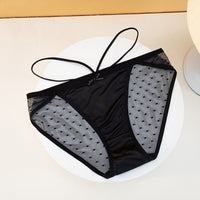 Sweet Pearl Ice Silk Lace Low Waist European And American Lace Up Underwear For Women