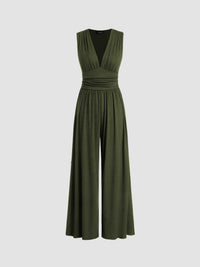 Sleeveless Knitted Jumpsuit Loose Wide-leg Pants