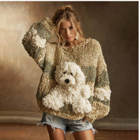 Womens Soft Comfortable And Sweet Crew Neck Long Sleeve Knit Sweater