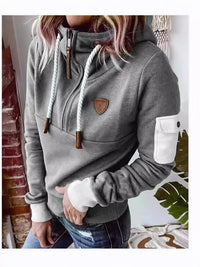 Half Zipper Patchwork Sweater Women