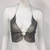 Net Red Elastic  Diamond Suspender Bra Women