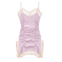 Women's Spring And Autumn Ice Silk Lace Suspender Nightdress