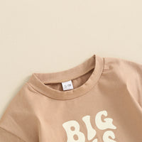 Girls Letter Flower Print Short Sleeve Flared Pants Suit