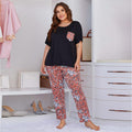 Women's Fashion Short Sleeve Printed Pants Loungewear Set